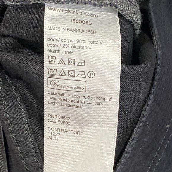 Calvin Klein Chino Pants Mens 30 x 32 Black Slim Fit Straight Flex Waist Cotton - Picture 12 of 13